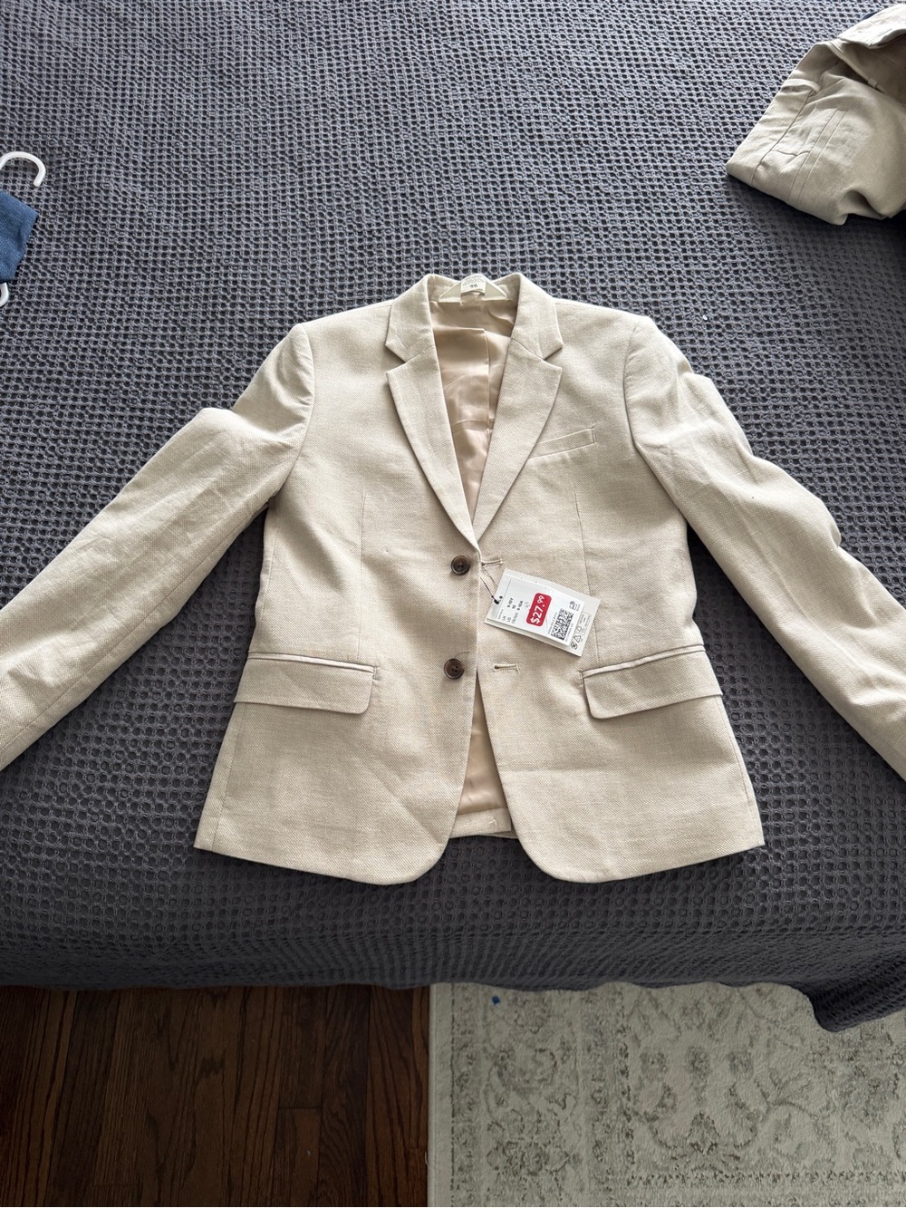 H&M Beige Boys Linen-Blend Blazer - Light Neutral Sport Coat